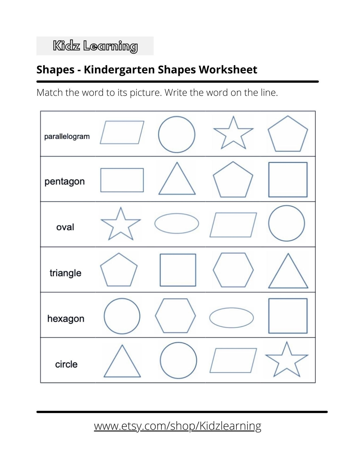 6 Printable Practice Kindergarten Shapes Worksheet Etsy