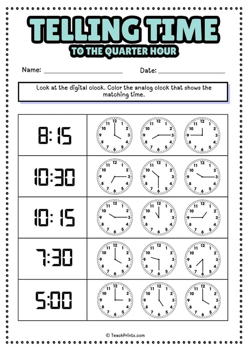 60 Free Telling Time Worksheets Teach Prints
