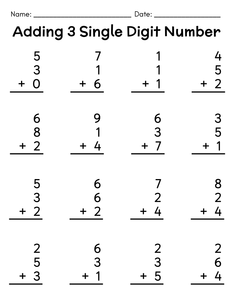 Third Grade Addition Worksheets