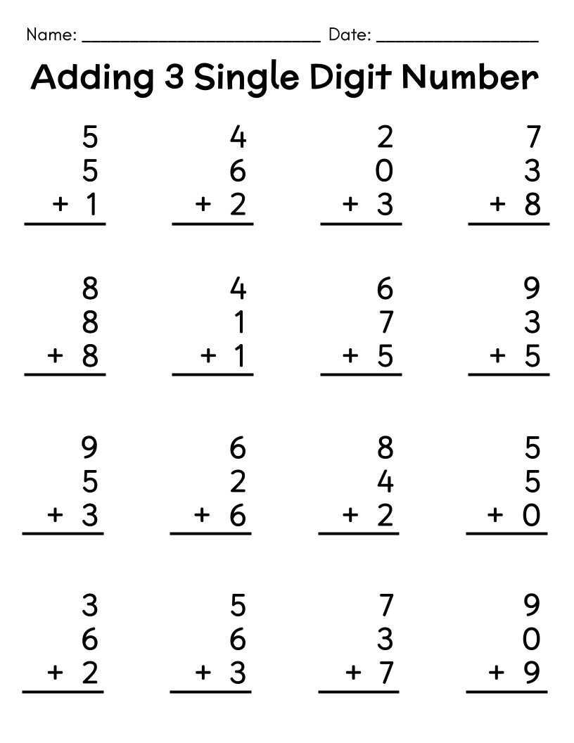 First Grade Simple Addition Worksheet