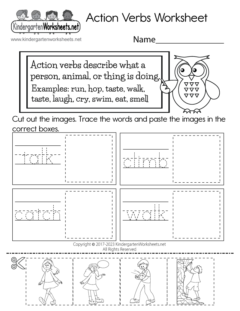Action Words Interactive Worksheet For Kindergarten Worksheets Library