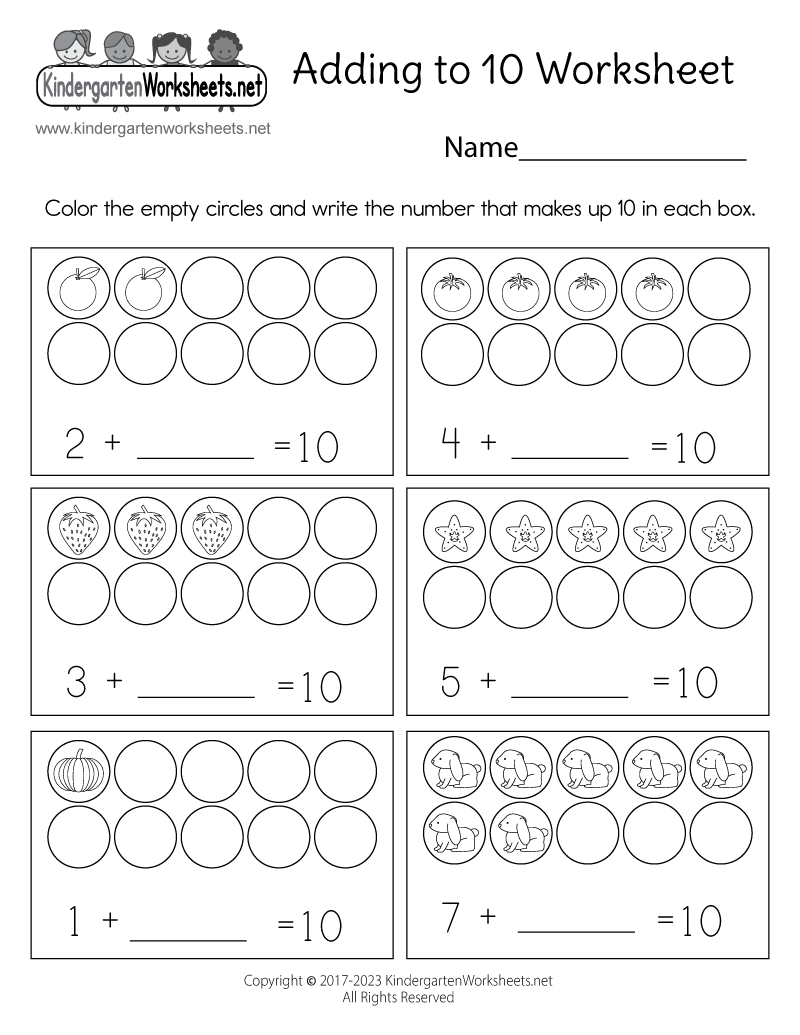 Addition Math Worksheets For Kindergarten