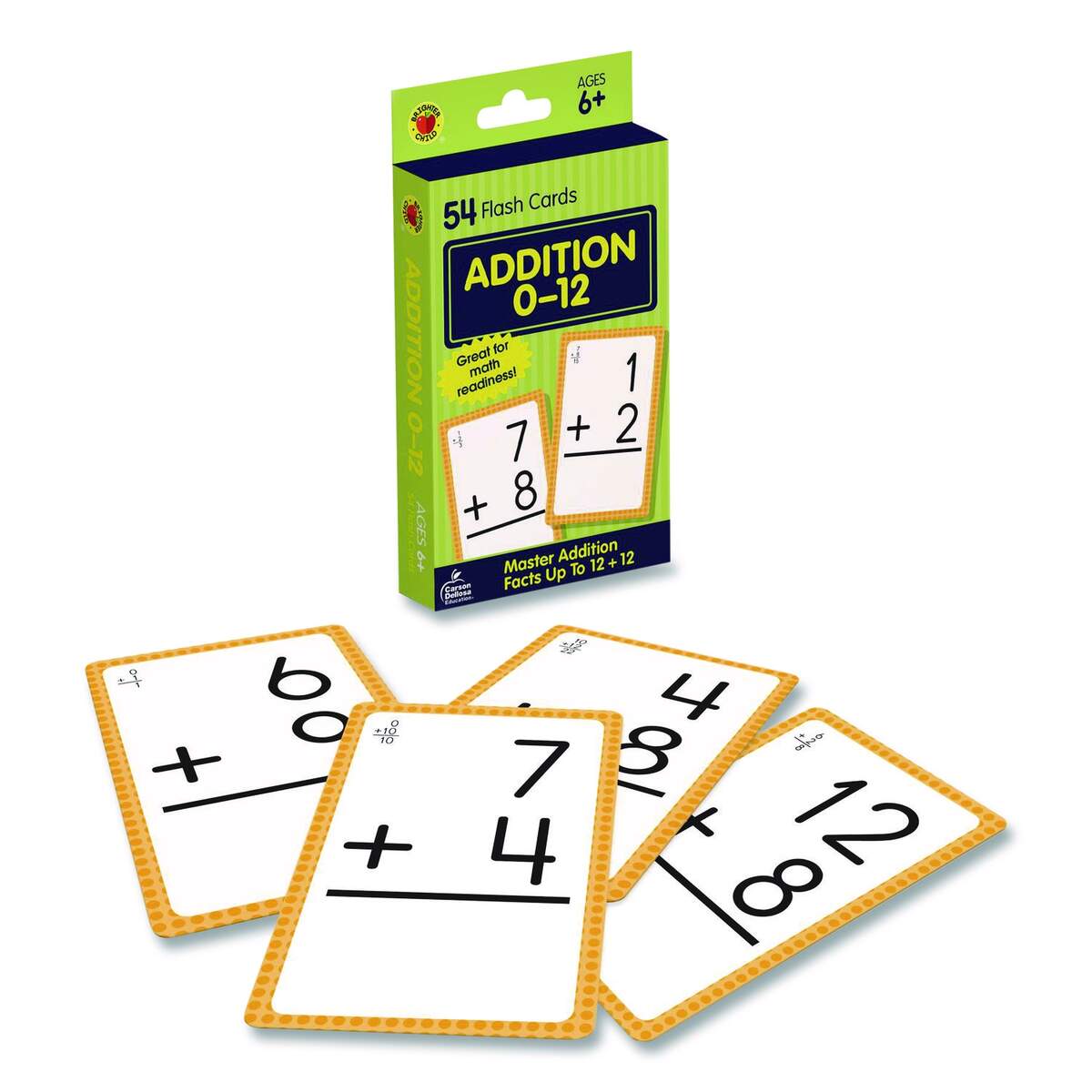 Addition 0 To 12 Flash Cards Grades 1 To 5 3 25 X 5 25 Assorted Colors 54 Cards ASP LLC