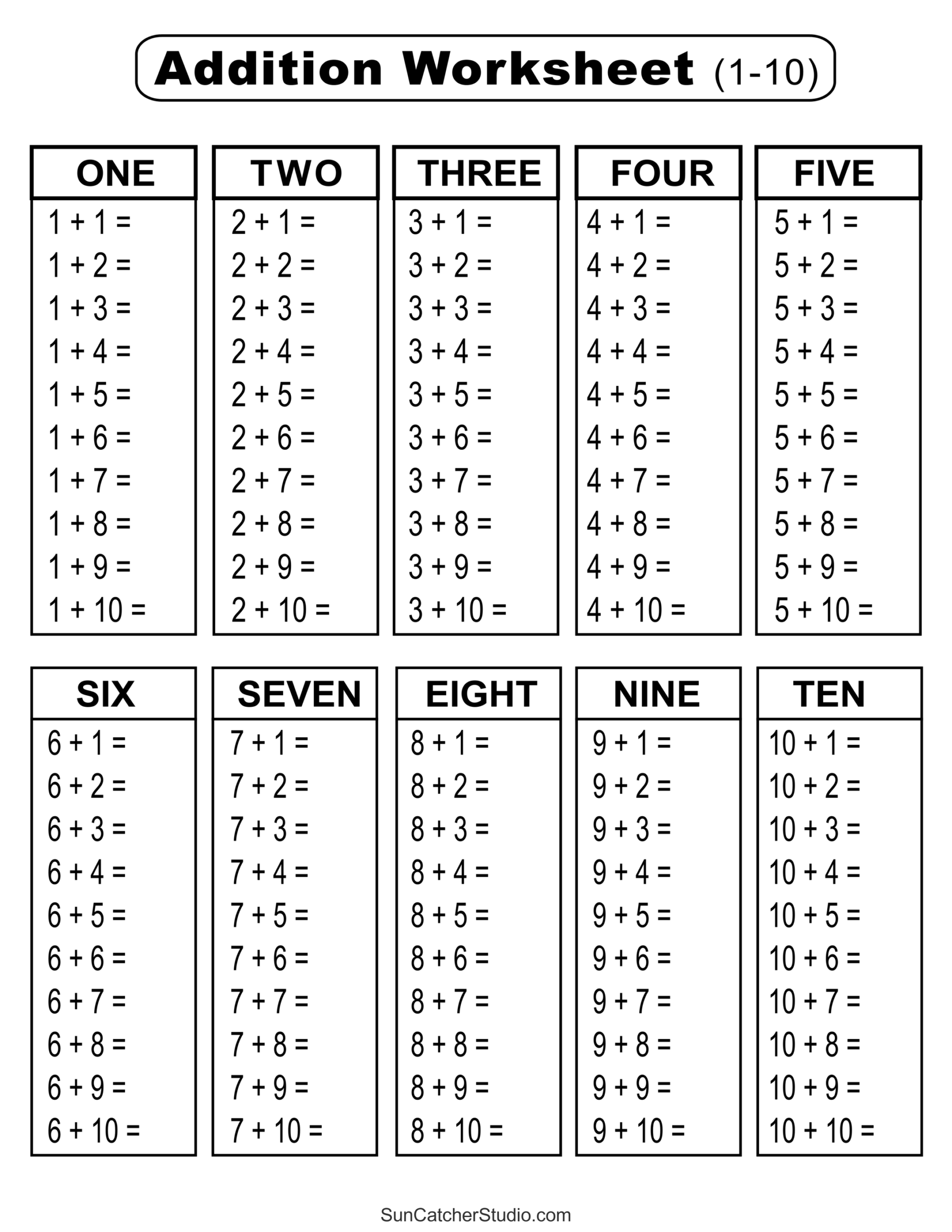 Addition Charts Tables Worksheets Free Printable PDF Files Worksheets Library