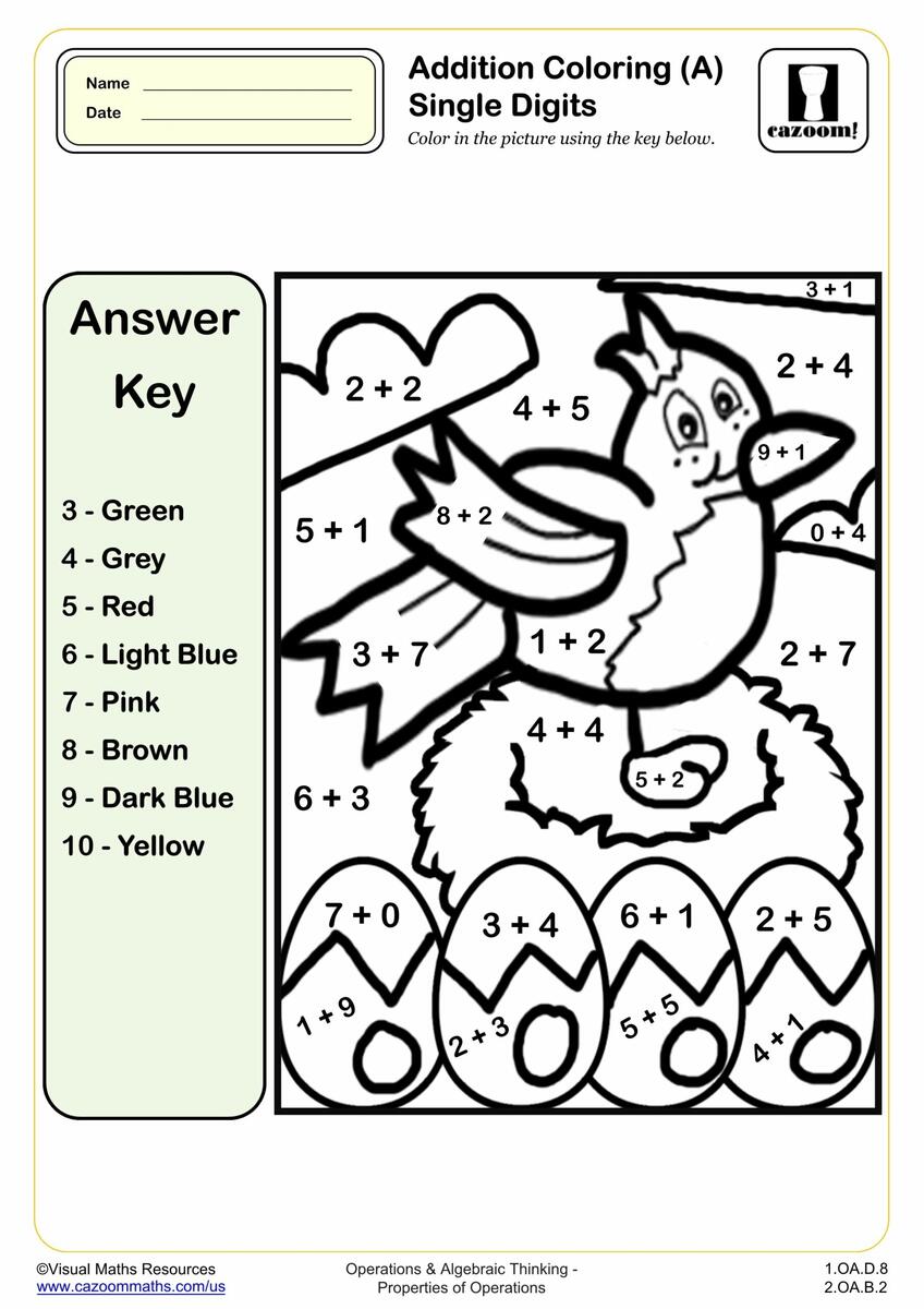 Spring Color By Number Pages K12 Math Worksheets