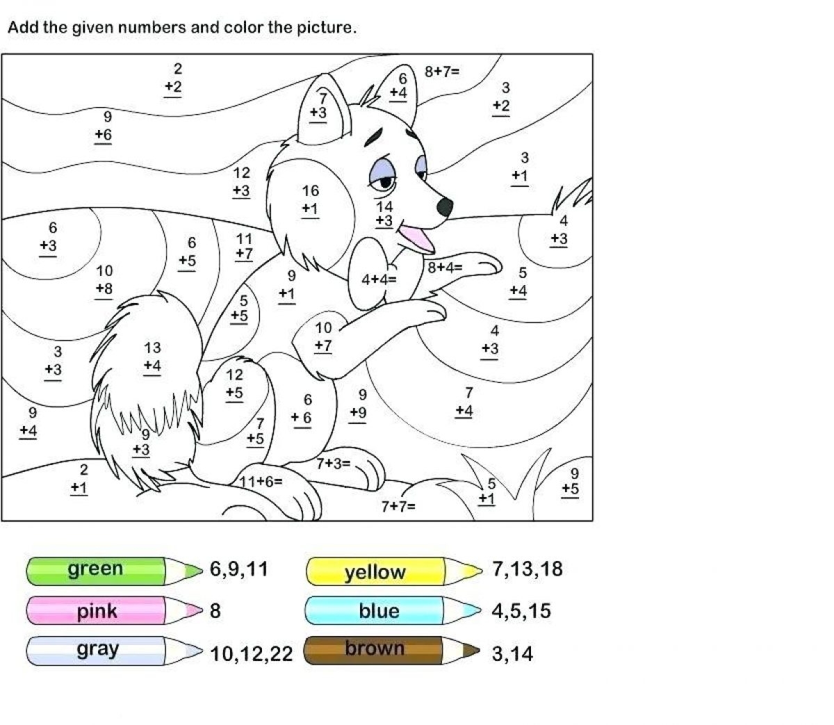 Addition Coloring Worksheets For 1st 2nd Grade Worksheet School