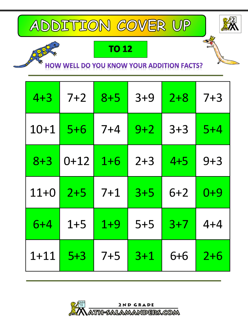 Addition Math Games 2nd Grade