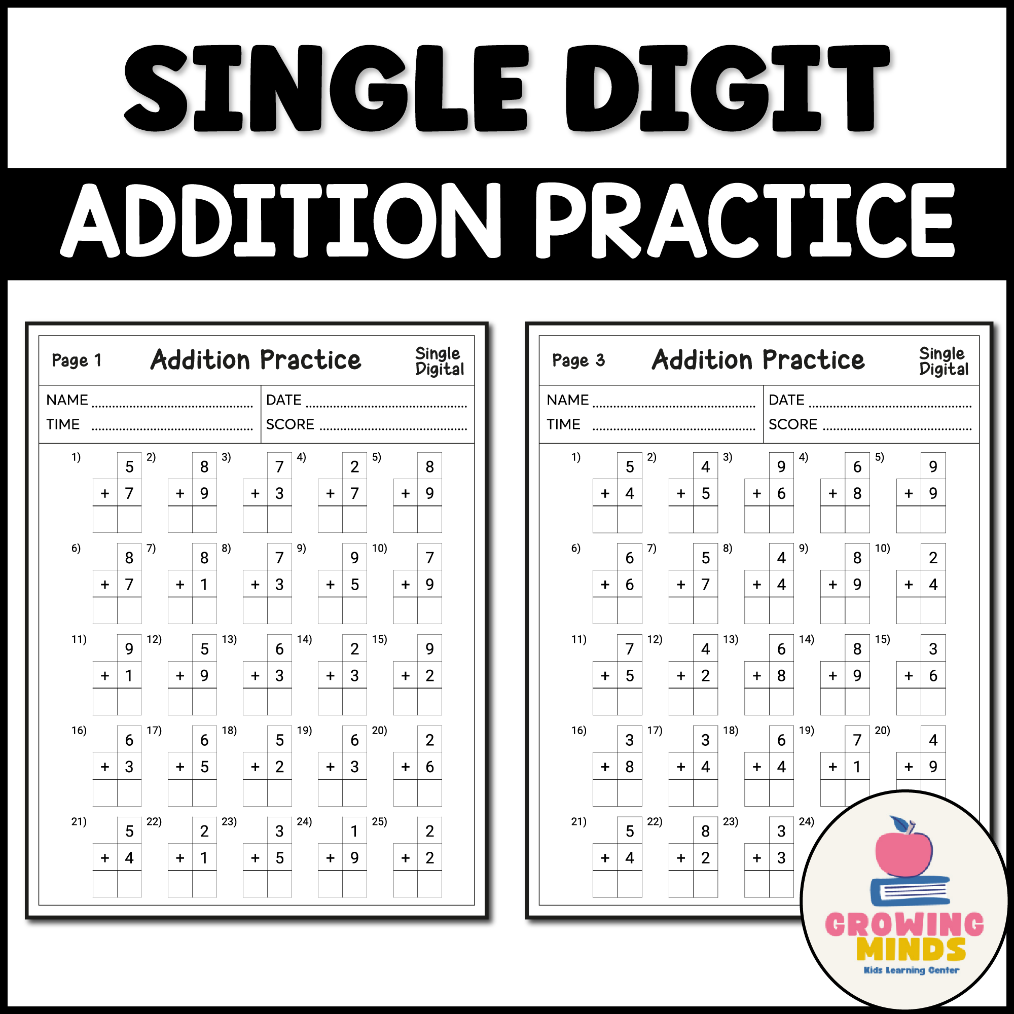 Addition Practice Single Digit With Missing Number Printable Math Worksheet Made By Teachers