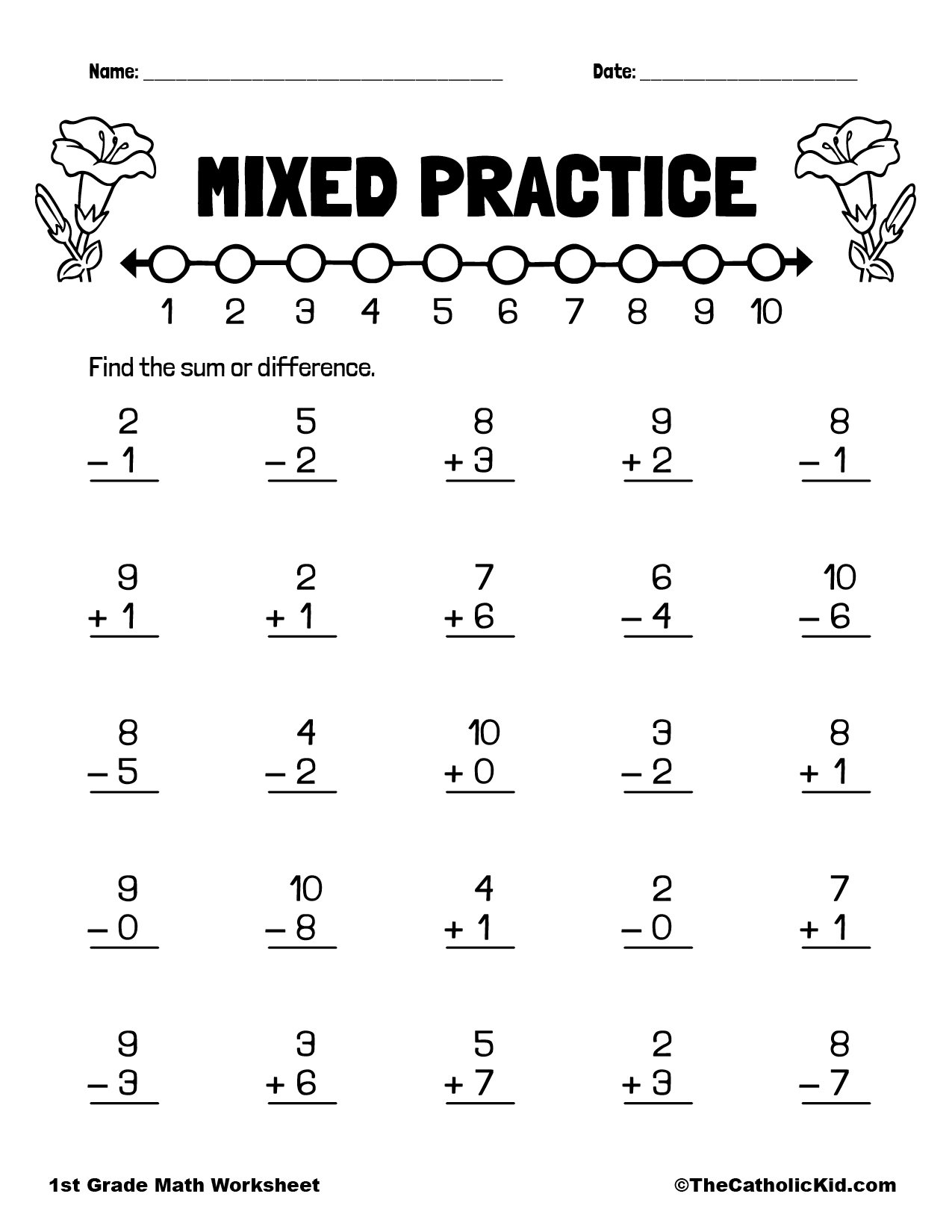 Addition Subtraction Mixed Practice TheCatholicKid Worksheets Library