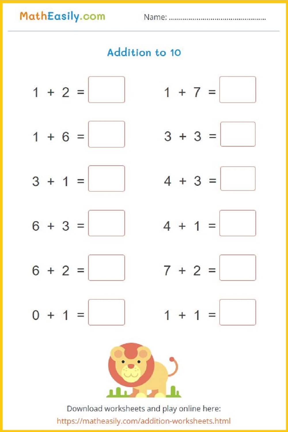 Addition To 10 Games Online Worksheets With Pictures