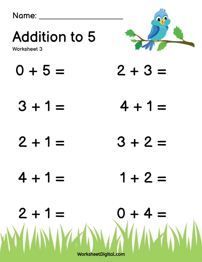 Addition To 5 W3 Worksheet Digital 1 Teacher Made Resources