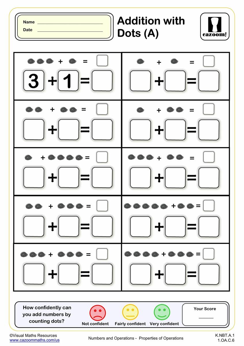 Addition With Visual Aids Worksheets Printable PDF Math Worksheets Cazoom Math
