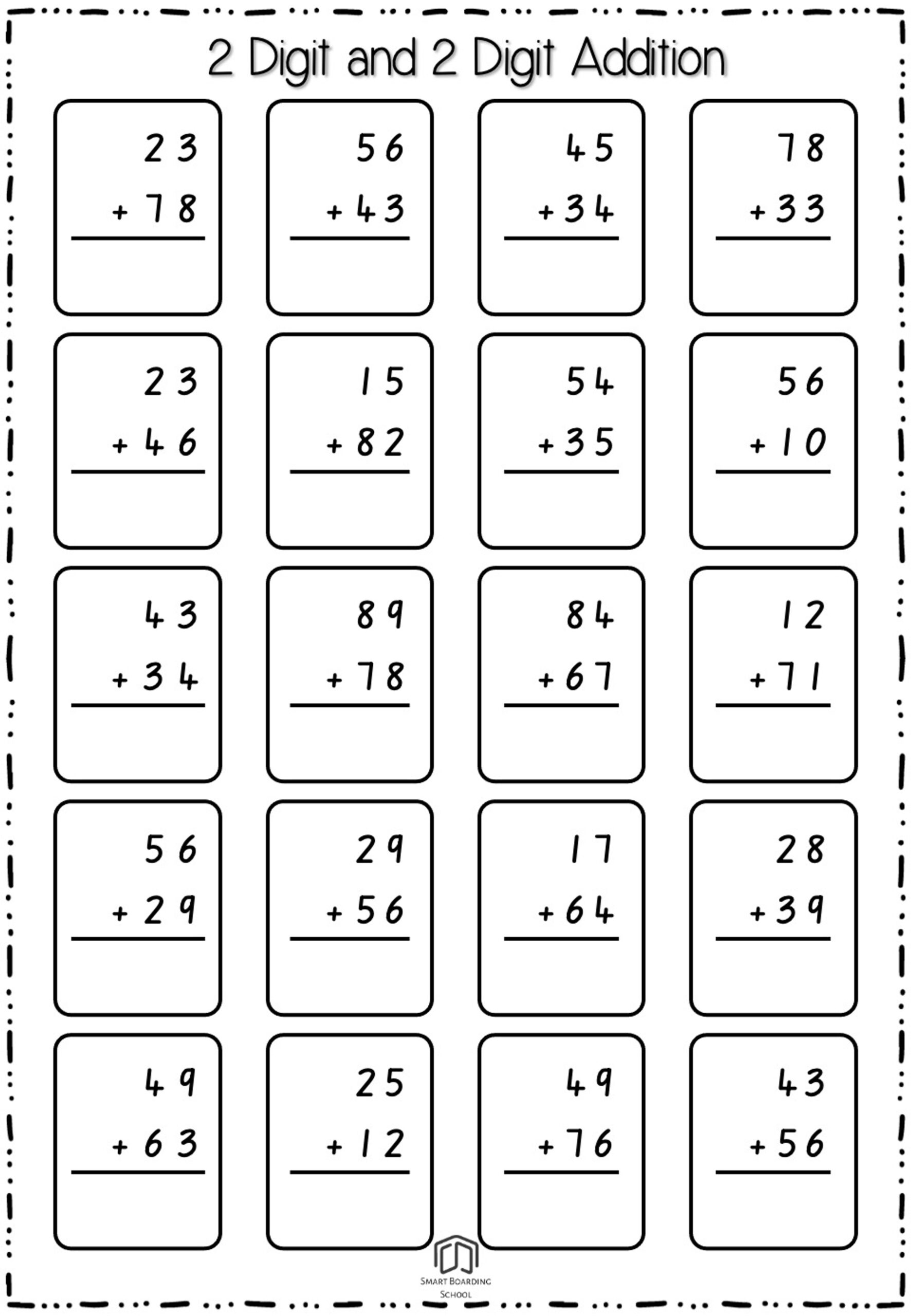 Double Digit Addition Free Worksheet For Kids SKOOLGO