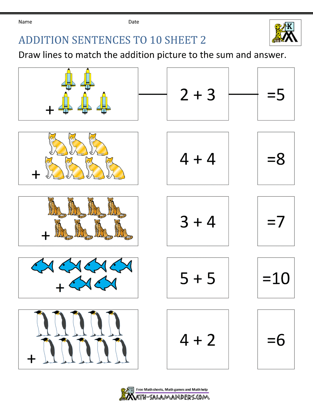 Addition Worksheets For Kindergarten