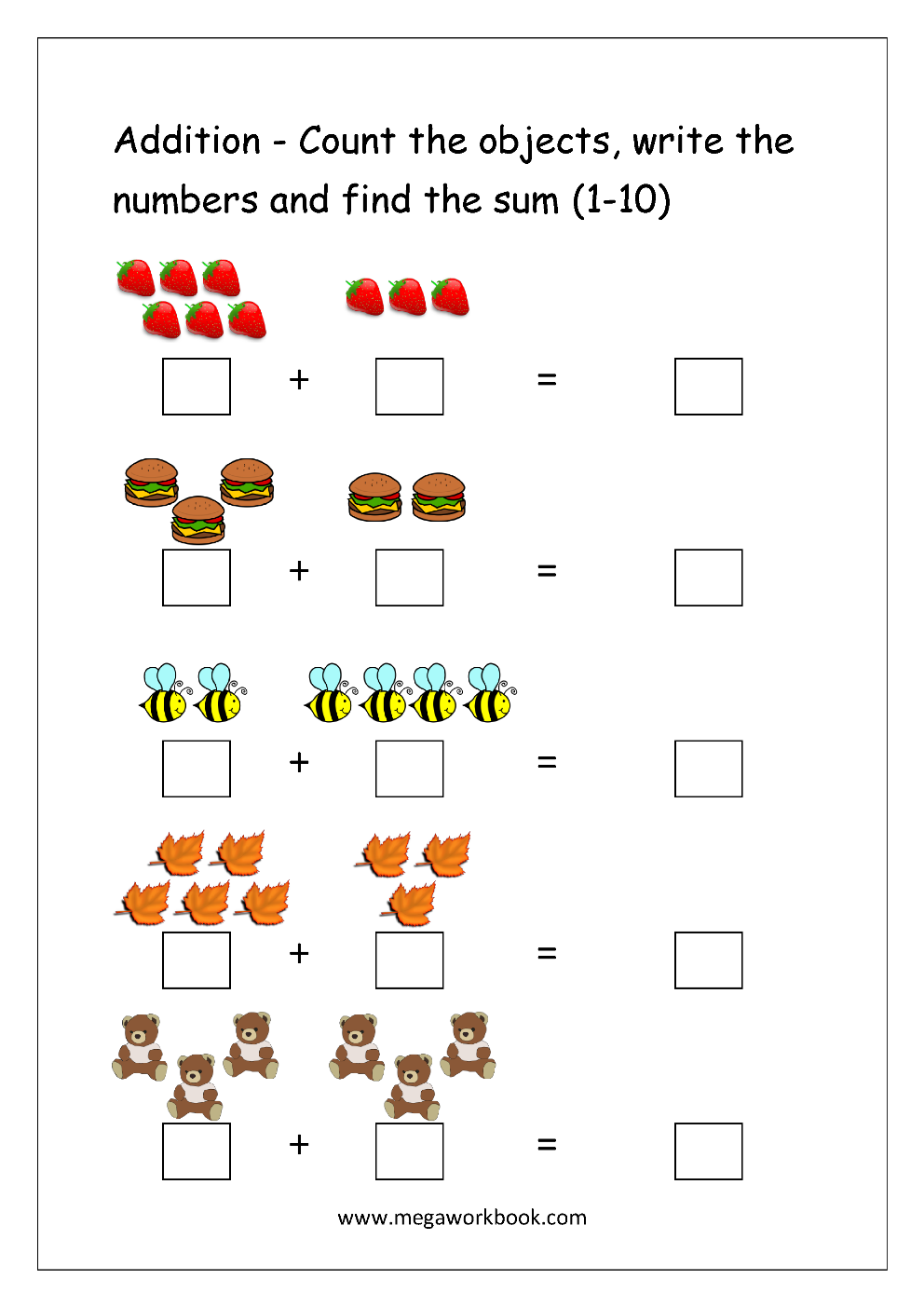 Kindergarten Addition Worksheet Free