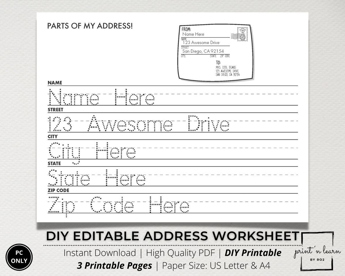 I Know My Address Free Worksheet SKOOLGO