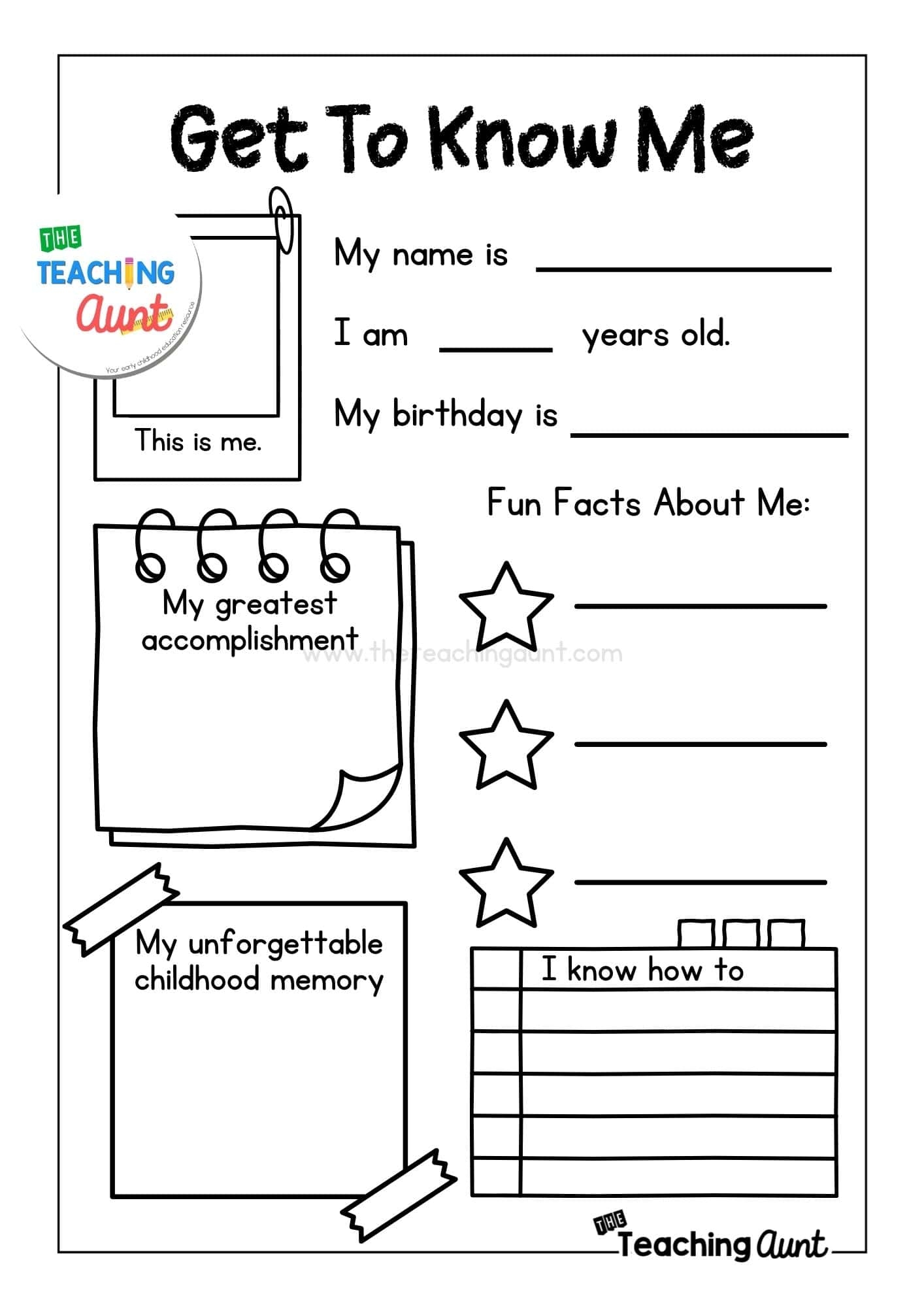 All About Me Worksheet Back To School Get To Know You Activity For Preschool Made By Teachers