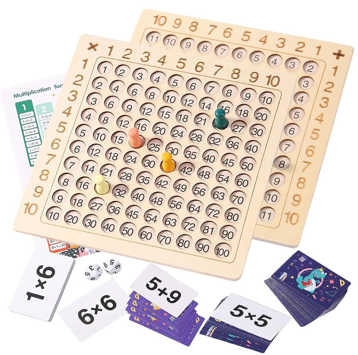 Amazon 2 In 1 Multiplication Addition Math Board Game For Kids Wooden Montessori Math Toys For Girls Boys 4 5 6 7 8 9 Years Old Wood Double Sided Board Table