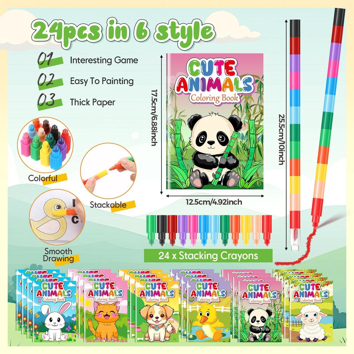 Amazon Motipuns 24 Set Valentine S Day Exchange Classroom Gifts 24 Cute Animals Coloring Book With 24 Stacking Crayons For Students Party Favors Stockings Pinata Filler School Goodie Bag Stuffers Toys Games