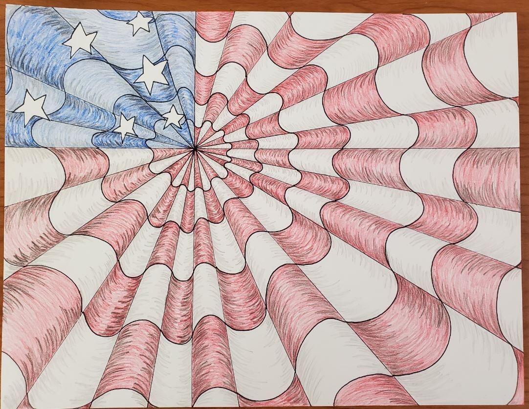 American Flag Op Art Drawing Tutorial For Beginners Art By Ro