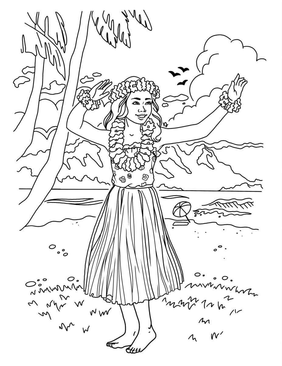 American Girl Doll Nanea Mitchell Hula Coloring Page