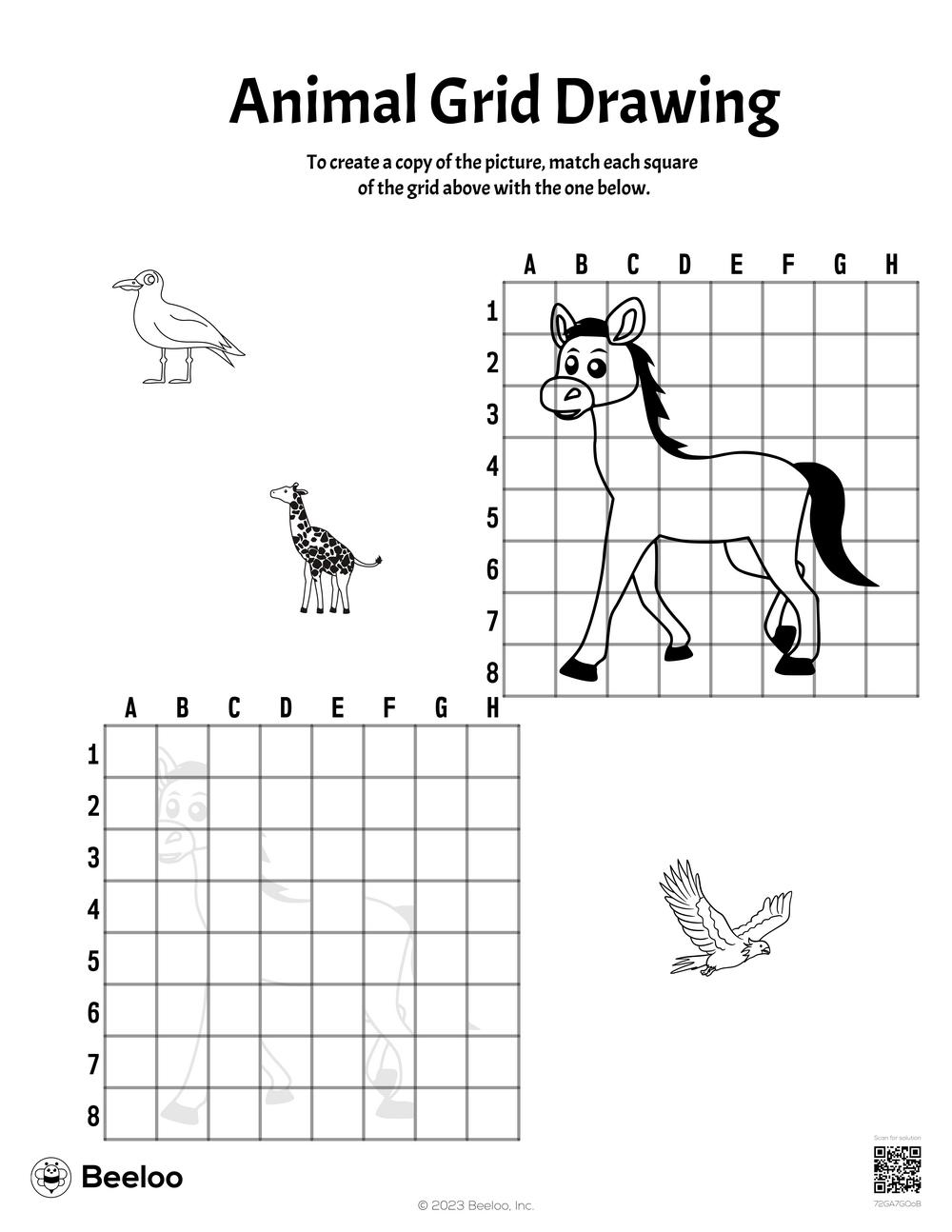 Animal Grid Drawing Beeloo Printable Crafts And Activities For Kids