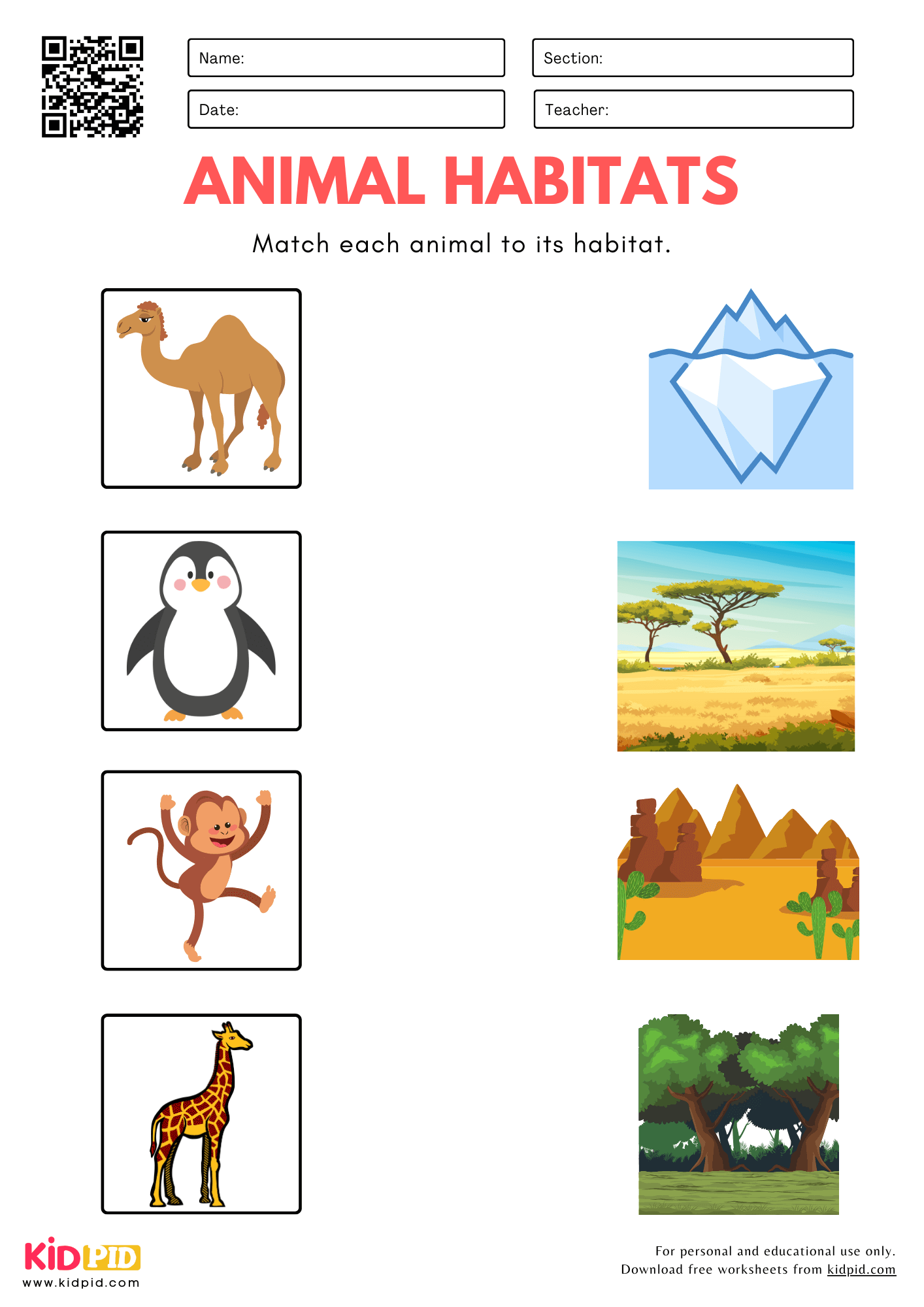 Printable Animal Habitat Sorting Mats Activity For Kids