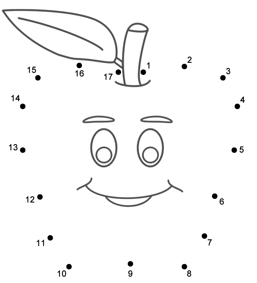 Apple With Smiley Face Connect The Dots Count By 1 S Back To School