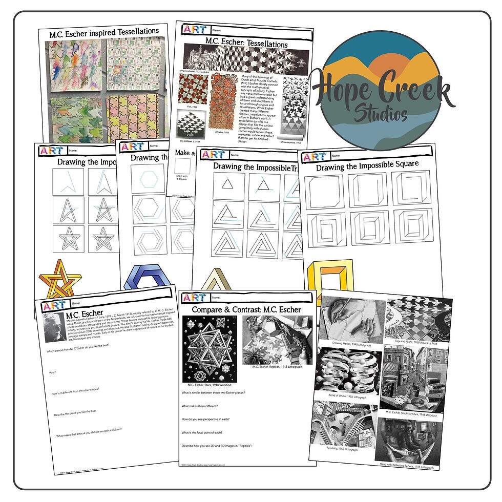 Art Geometry Math M C Escher Drawing Impossible Shapes Tessellations HopeCreek