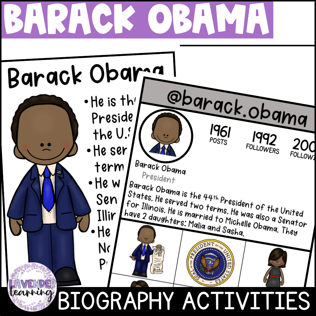 Barack Obama Biography Activities For Kindergarten 1st Grade 2nd Grade Made By Teachers