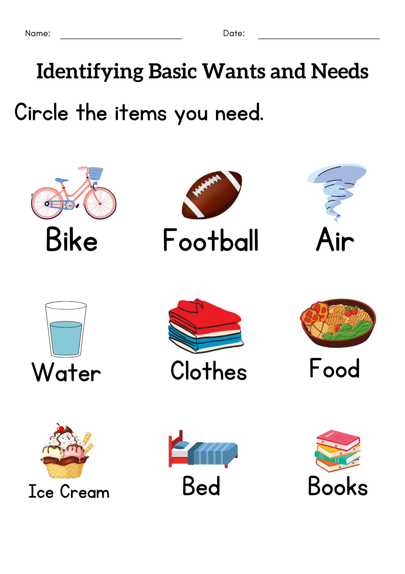 Basic Human Needs And Basic Needs Of Animals Activities Worksheet For Grade 1 Or 2 Made By Teachers