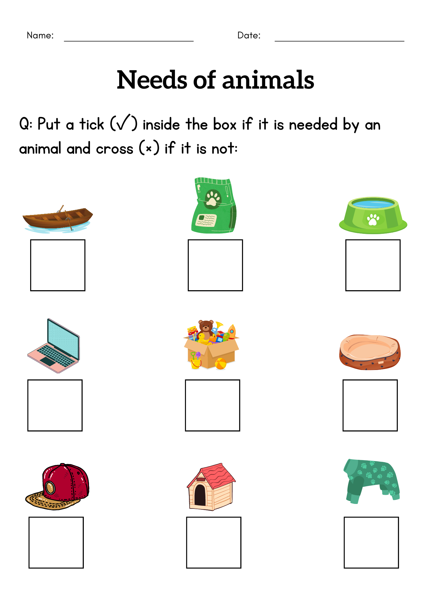 Basic Human Needs And Basic Needs Of Animals Activities Worksheet For Grade 1 Or 2 Made By Teachers