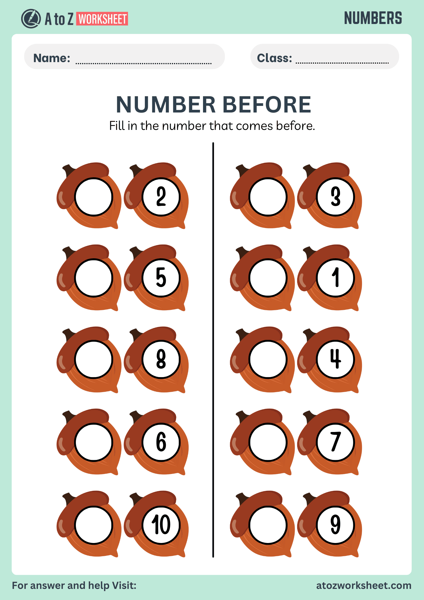 Before And After Number Worksheets A To Z Worksheet
