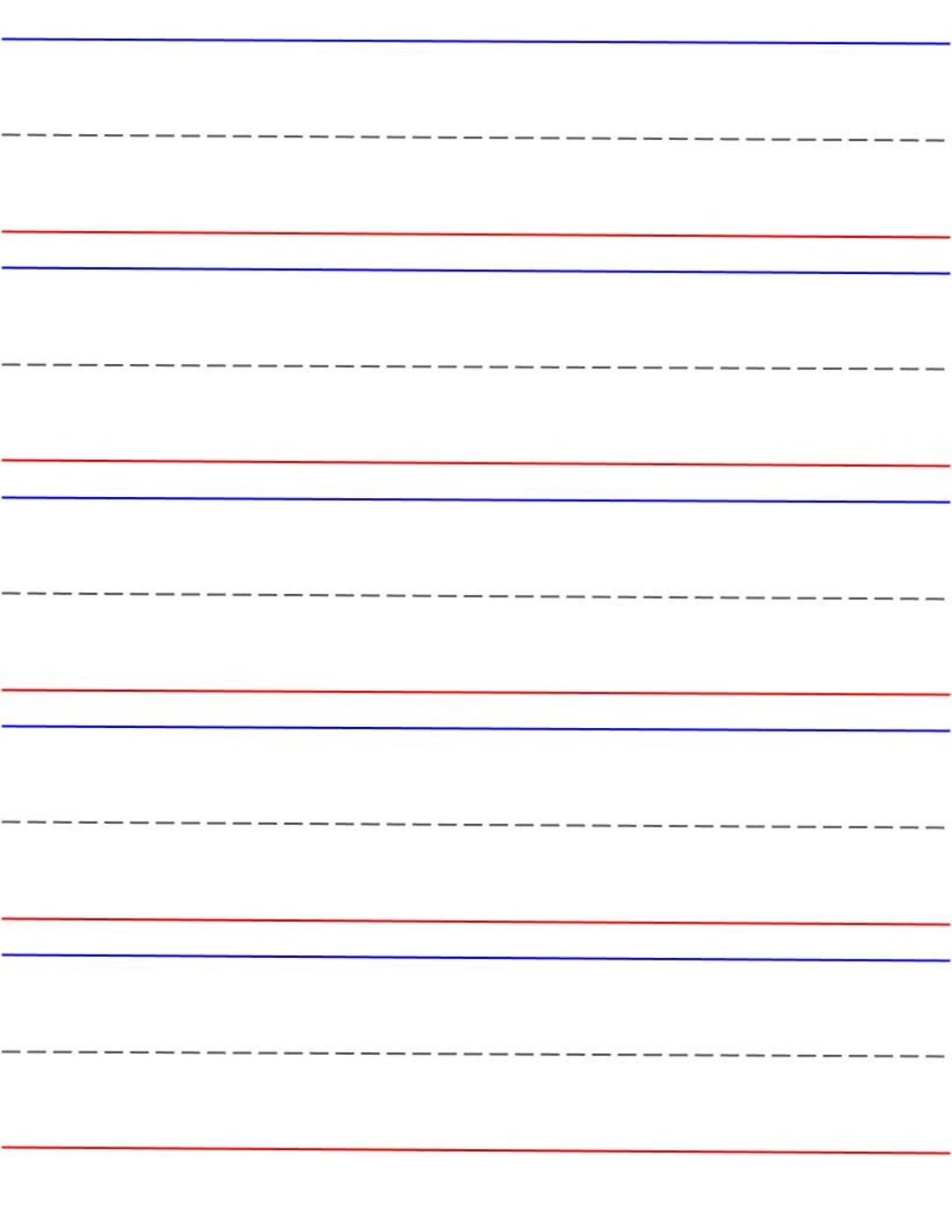 Beginner 2 Printable Lined Paper Red Bottom Blue Top Writing Practice Worksheet Pages Printable Digital Download Etsy