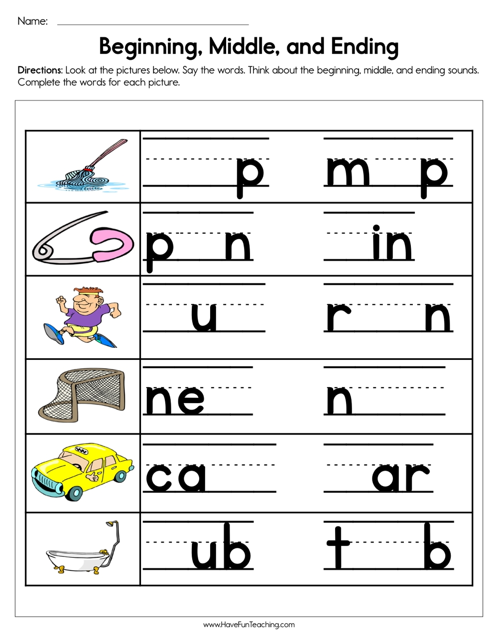 Kindergarten Phonics Centers Beginning Middle And Ending Sounds Worksheets Miss Kindergarten