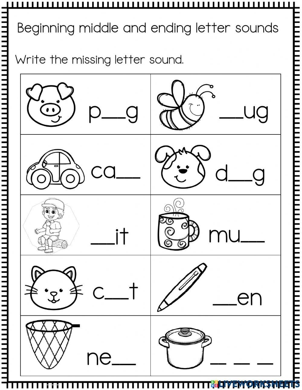 Beginning Middle Ending Sounds Online Exercise For Worksheets Library