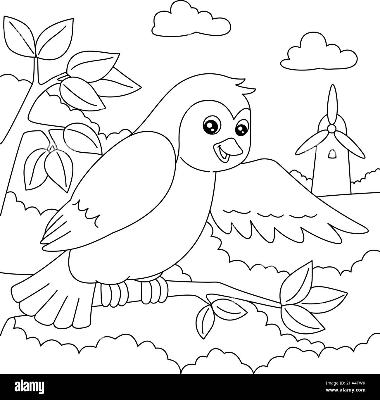 Bird Coloring Page For Kids Stock Vector Image Art Alamy