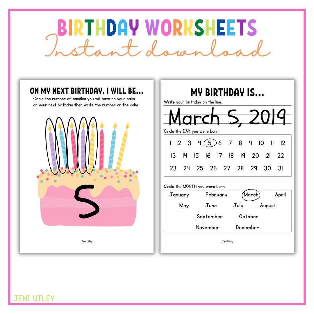 Birthday Activities Birthday Worksheets Learn Your Birthday Birthday Practice Birthday Preschool Prek Etsy