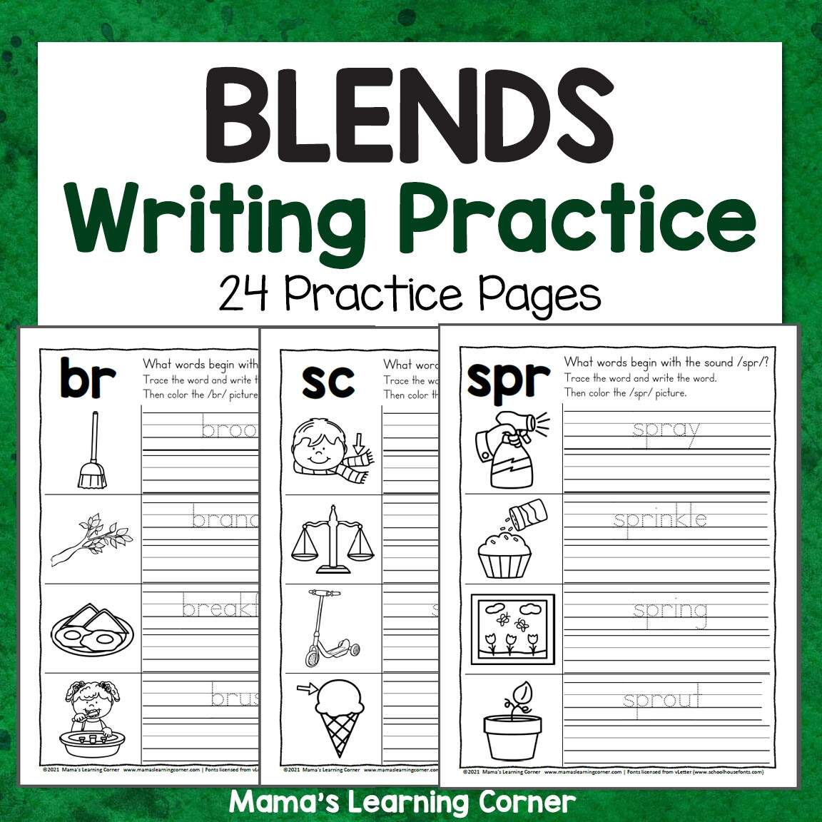 Blends Writing Practice Worksheets Mamas Learning Corner