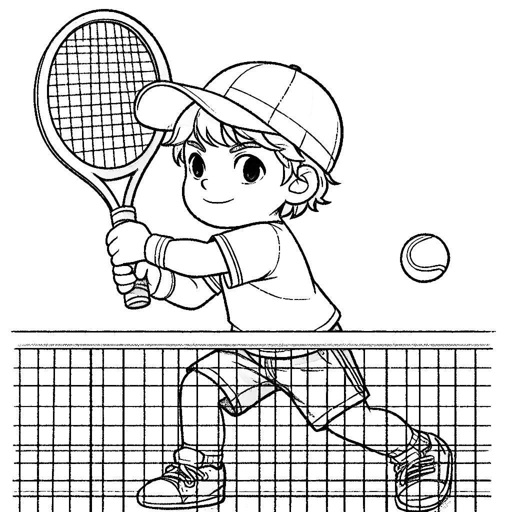 Tennis Player With Trophy Coloring Page For Kids Royalty Free Vector VectorStock