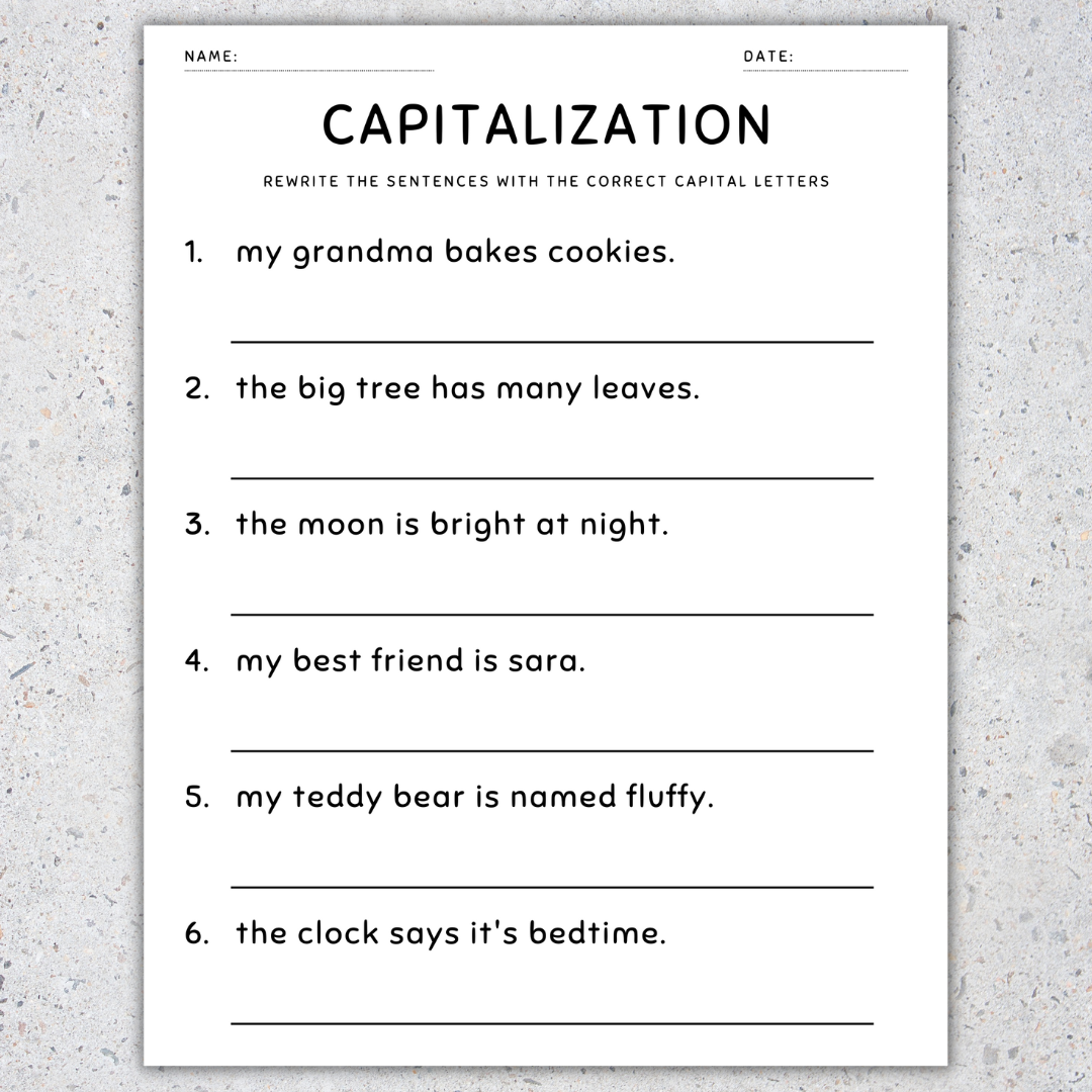 Kindergarten Capitalization Worksheets Made By Teachers