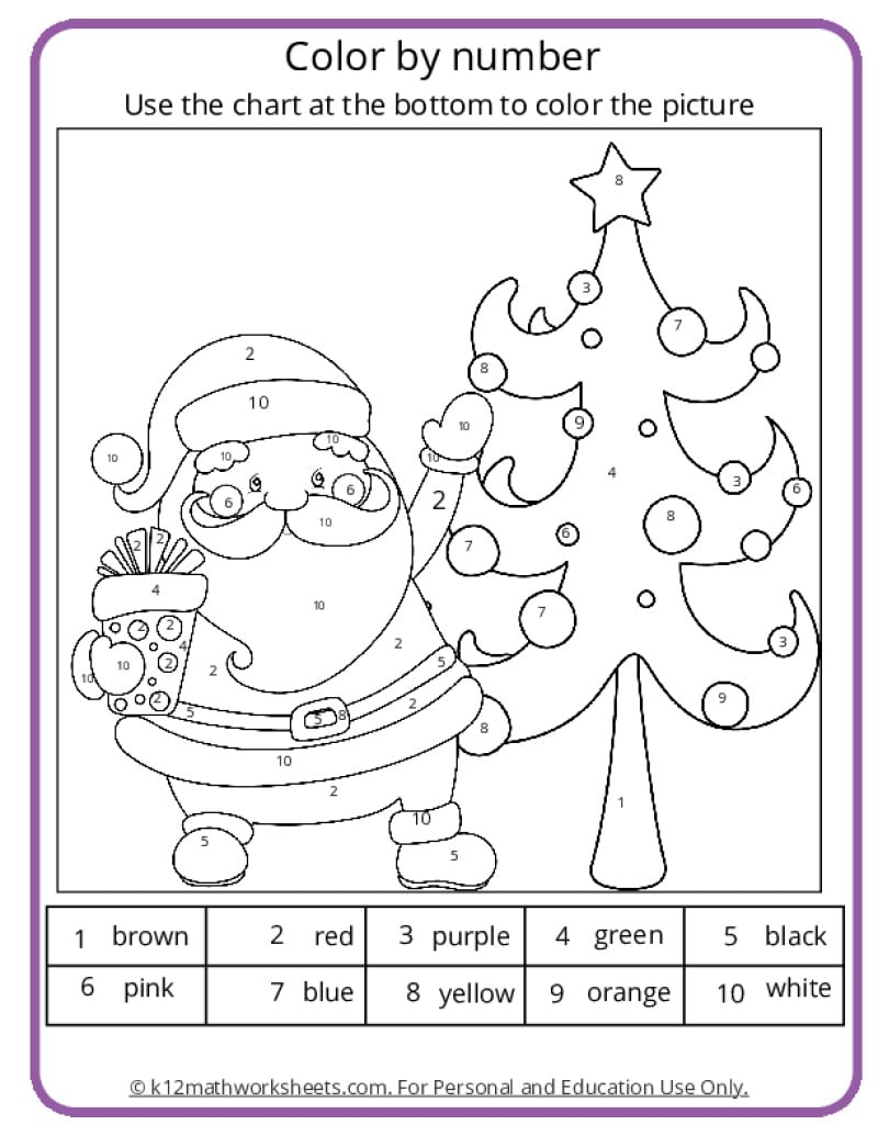 Christmas Color By Number Pages