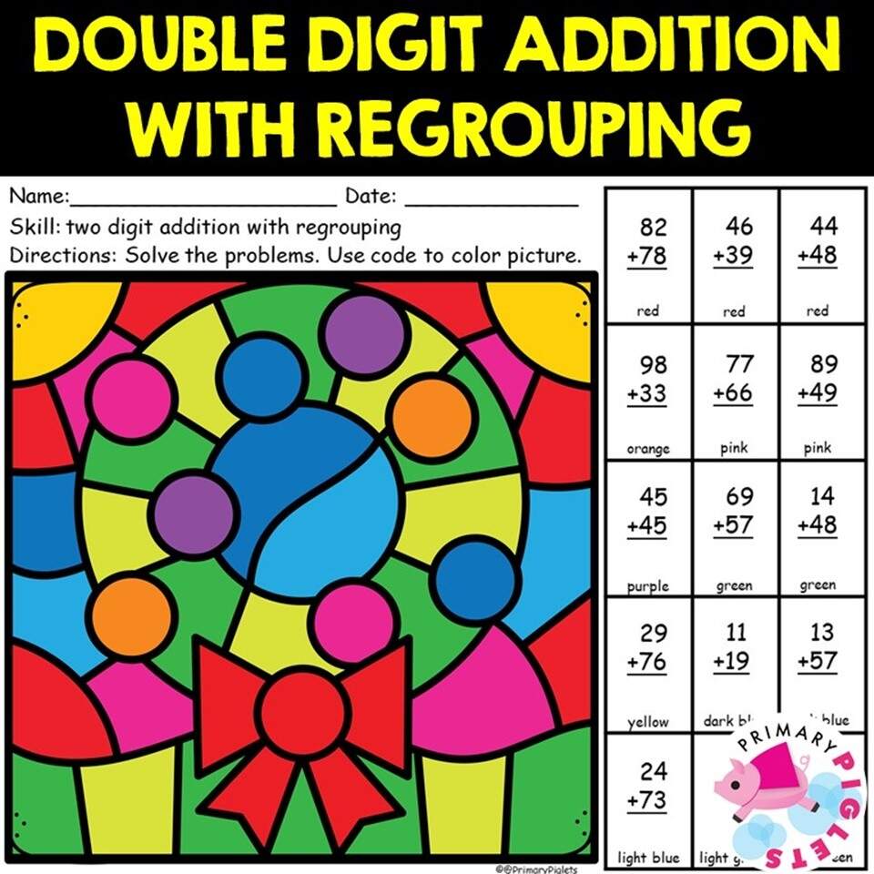 Addition Color By Number Worksheets Nature Inspired Learning
