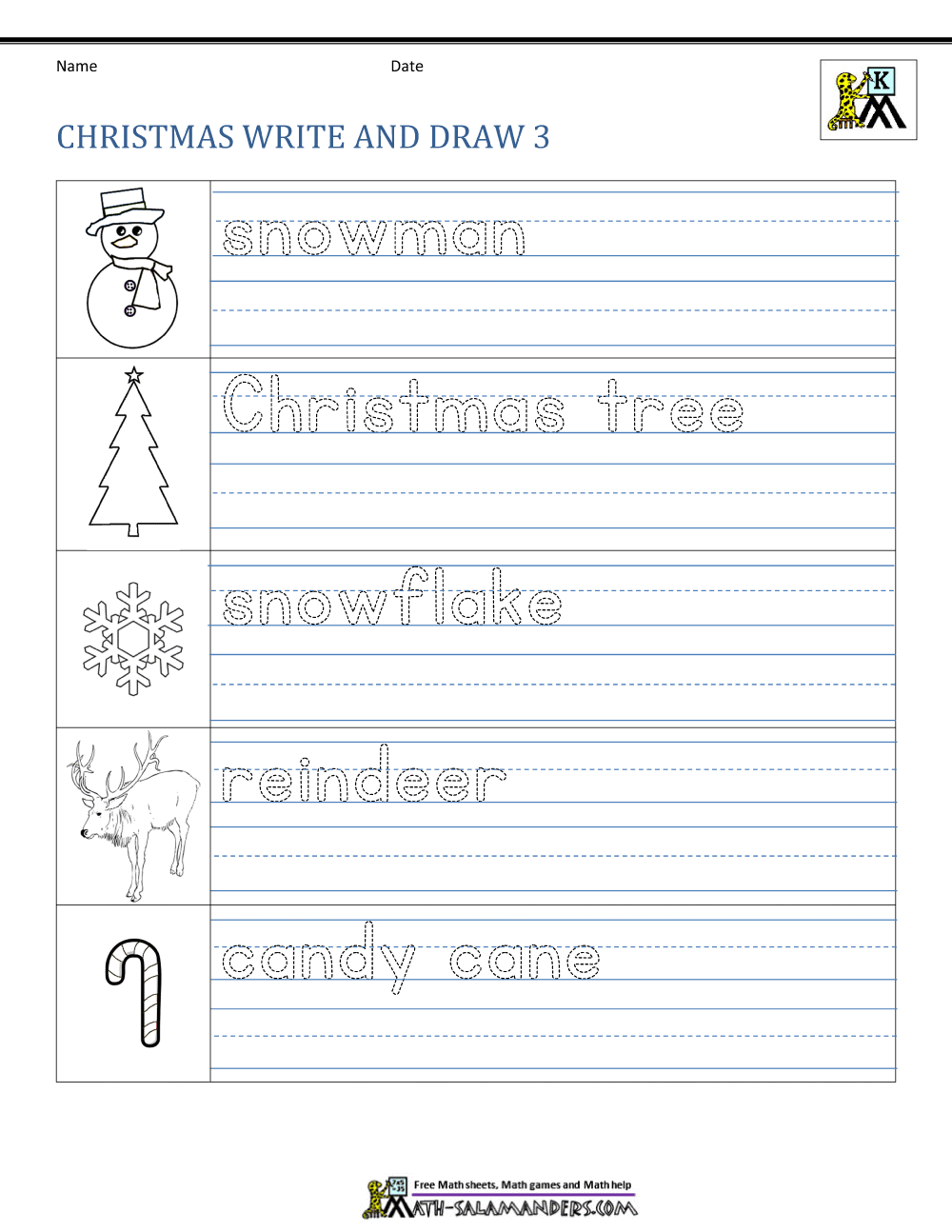Christmas Math Worksheets For Kindergarten
