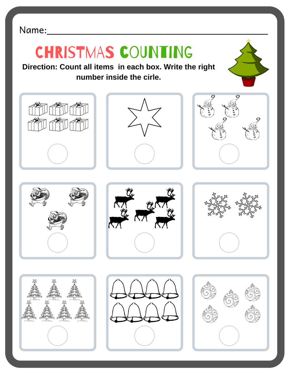 Free Christmas Math Worksheets For Kindergarten Eduflakes