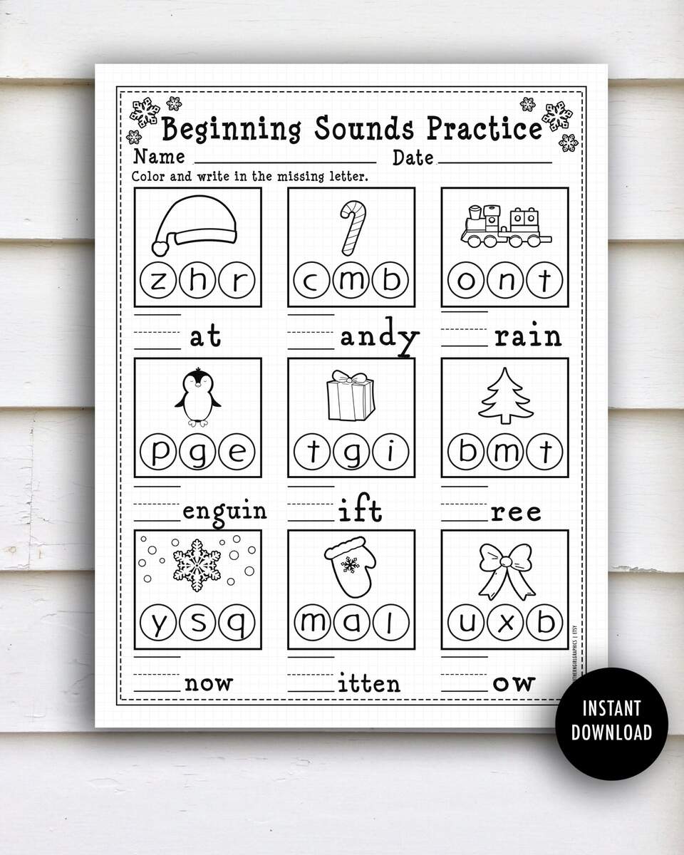 Christmas Worksheet Phonics Letter Worksheets Winter Phonics Alphabet Letter Recognition Phonics Prek Kindergarten Prep Writing Etsy
