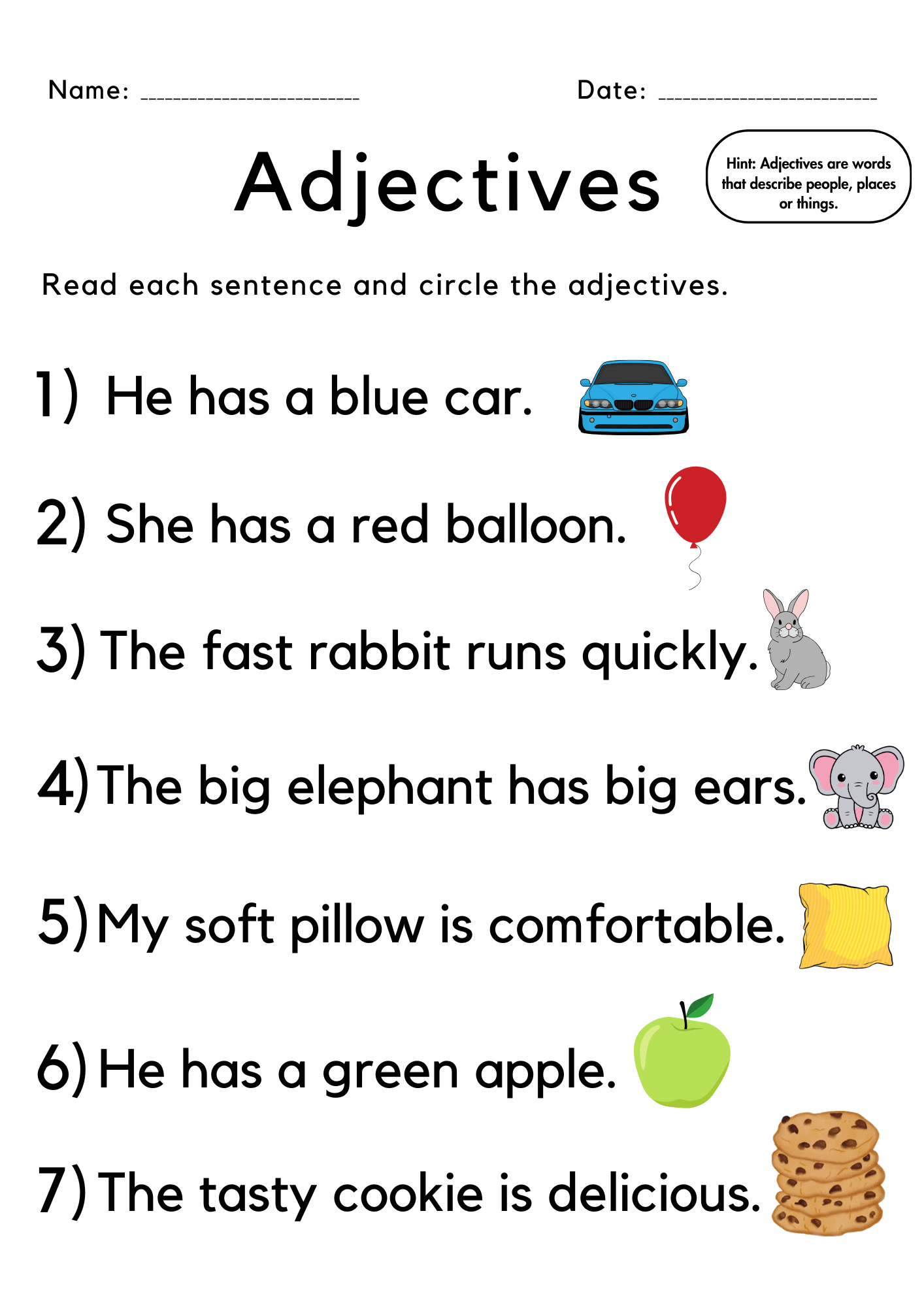 Download Describing Words Adjectives Worksheets Vikramlearning