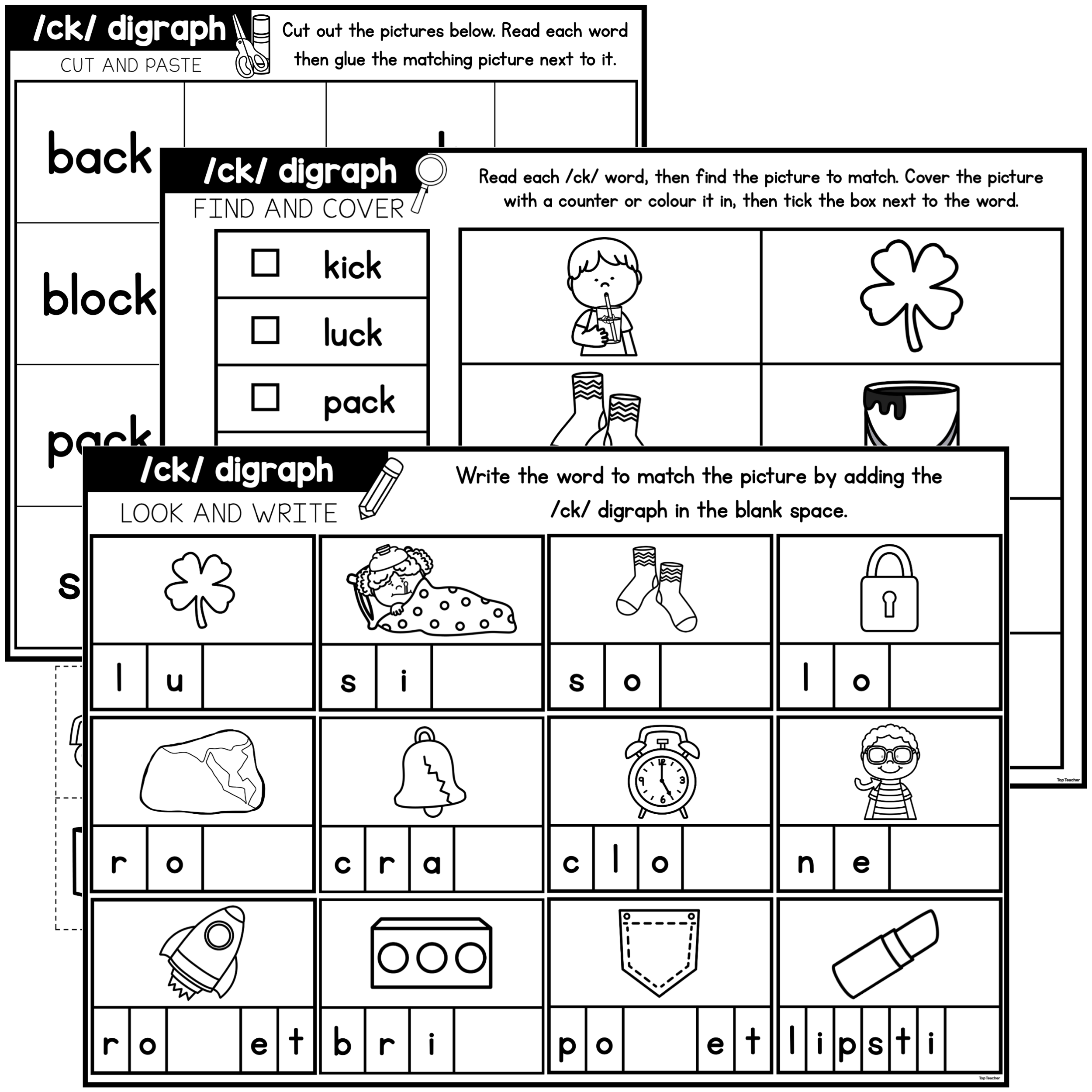 Ending CK And K Worksheets Cut And Paste Sorts Cloze Writing And More Made By Teachers