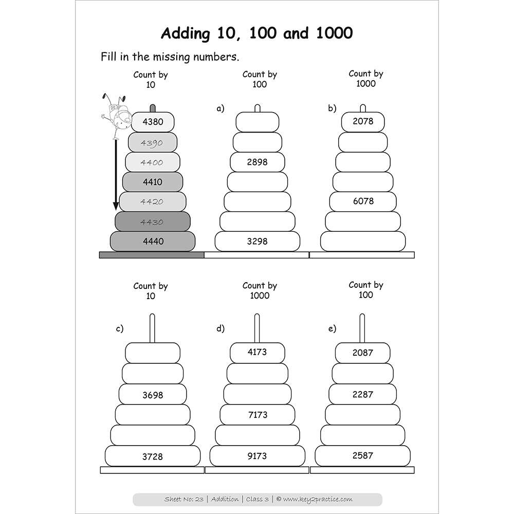Class 3 Maths Addition Activity Based Worksheets Key2practice Worksheets Library
