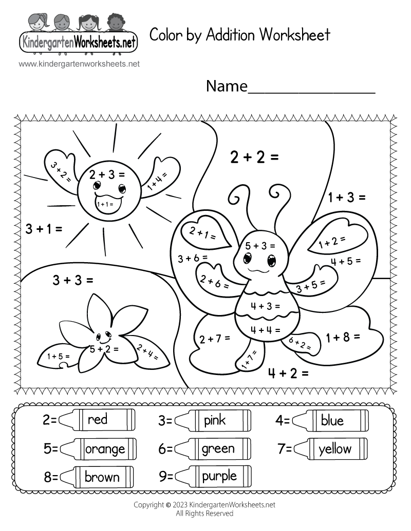 Addition Math Worksheets For Kindergarten